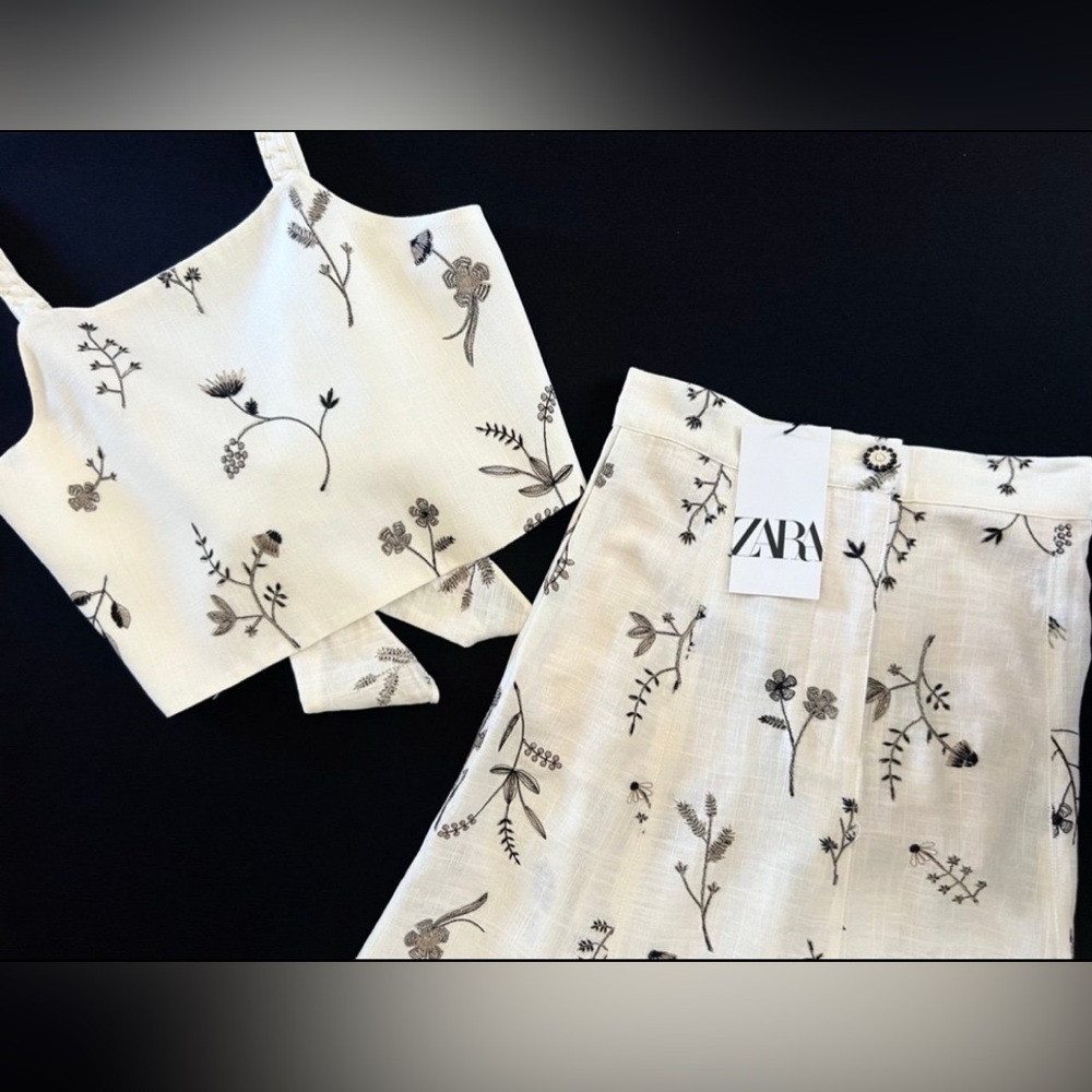 Zara Cream Floral Skirt Set - Picture 3 of 11